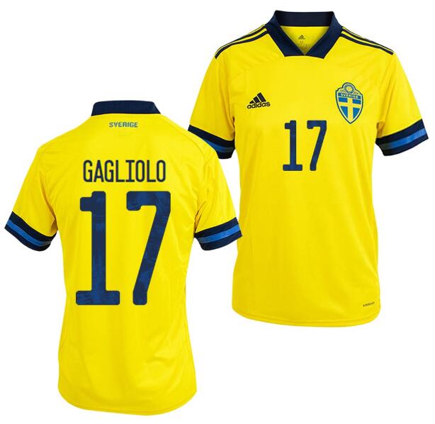 2020 EURO Sweden Home Kit Soccer Jersey Riccardo Gagliolo #17